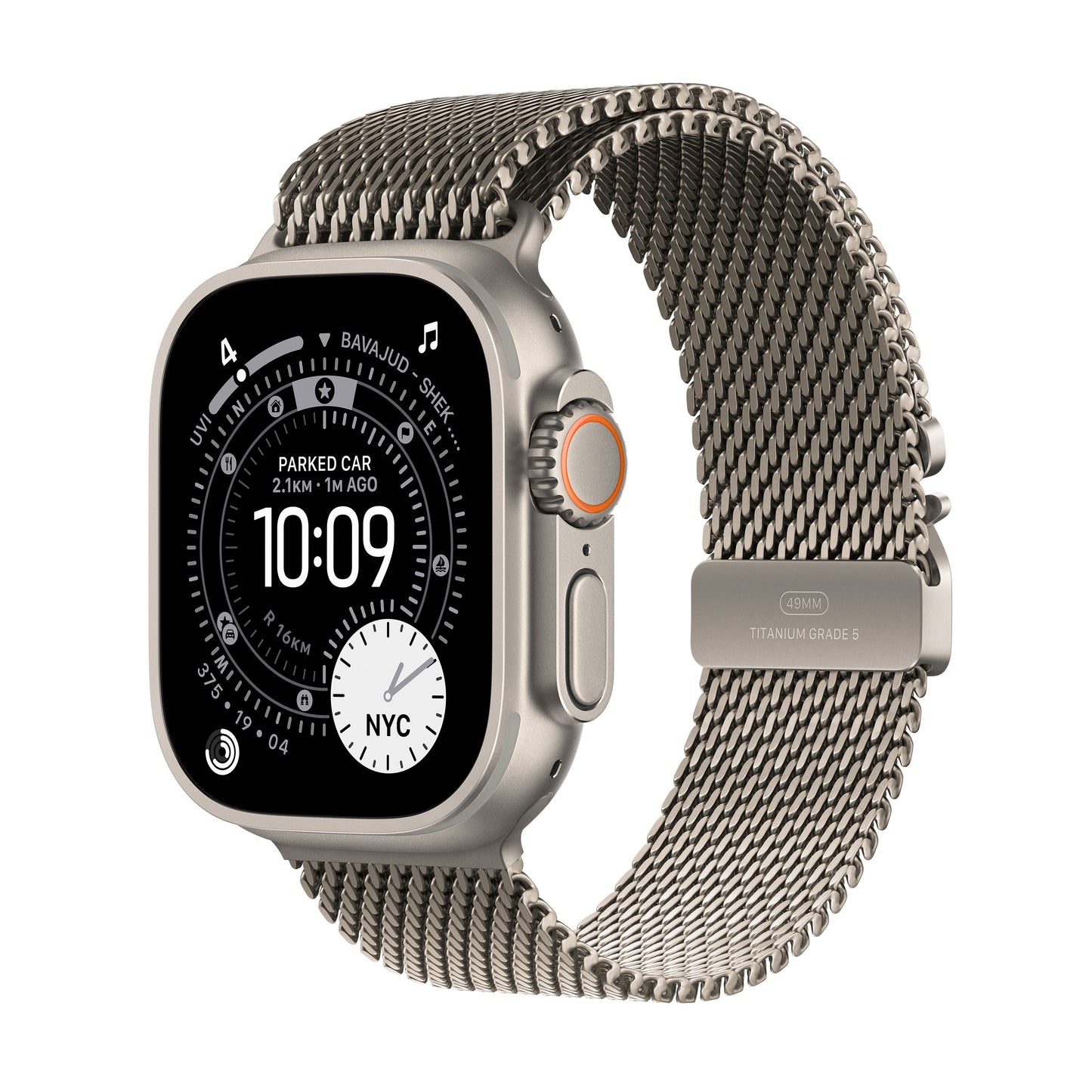 Apple Watch Ultra 3 GPS + Cellular 49mm Titangehäuse Natur mit Milanaise-Armband Titan Natur - Mittel