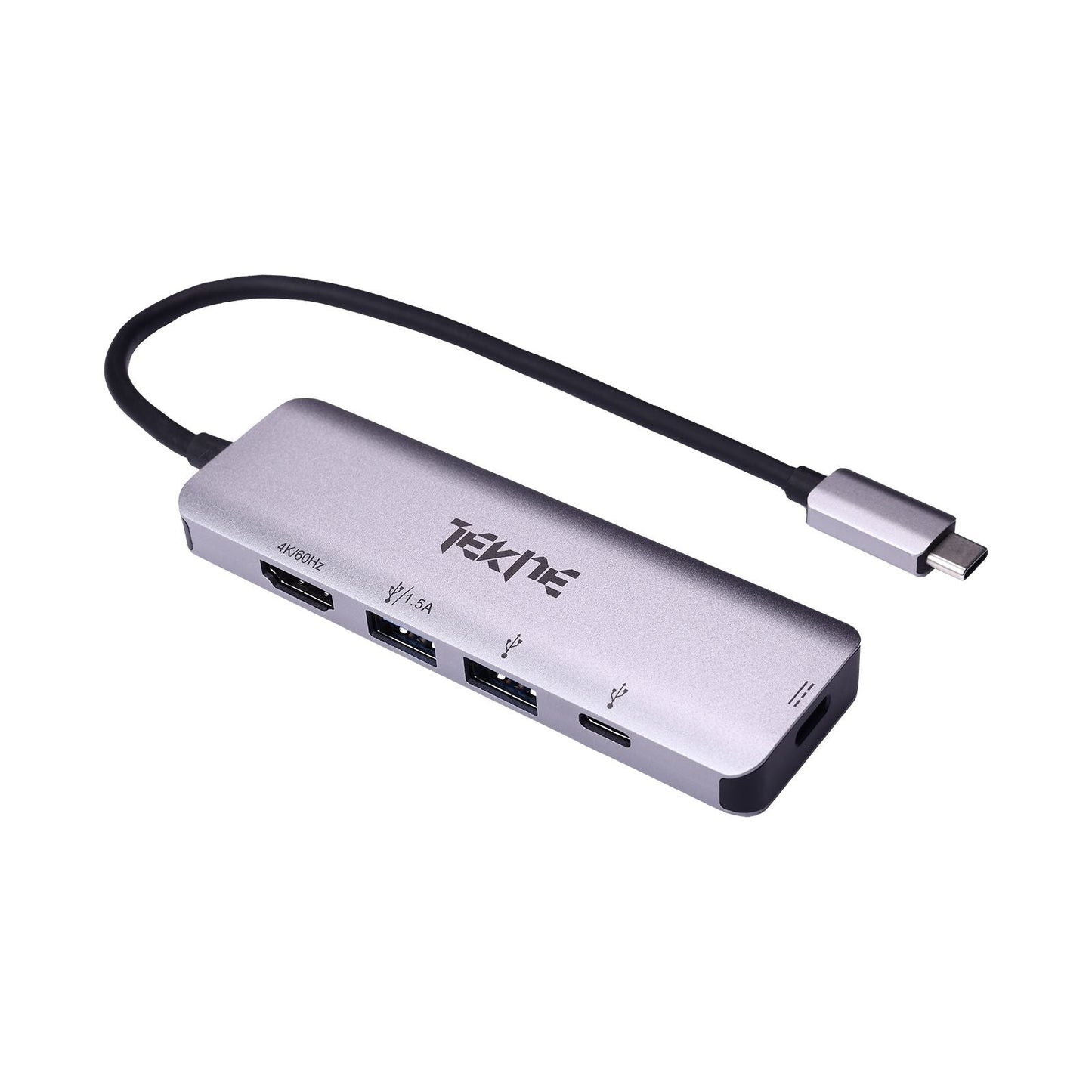 Tekne Essential USB-C Hub | 8-in-1 Multiport Adapter | 100W Schnellladung & 4K HDMI - Silber