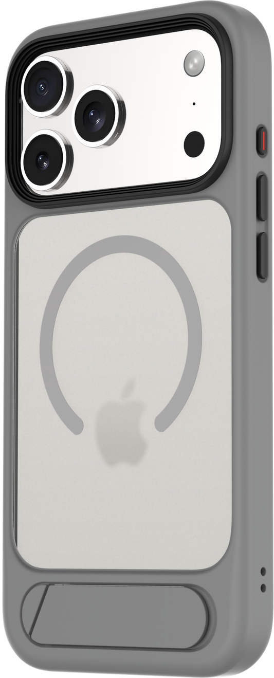 TEKNE Hybrid Frost Matte Hülle mit Ständer für iPhone 17 Pro Max-Grau