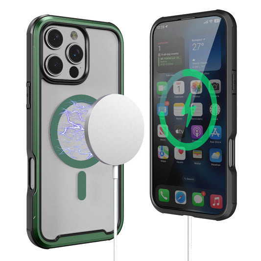 PULSE Aluminium Rugged Magsafe Hülle für iPhone 16 Pro – Mattgrün