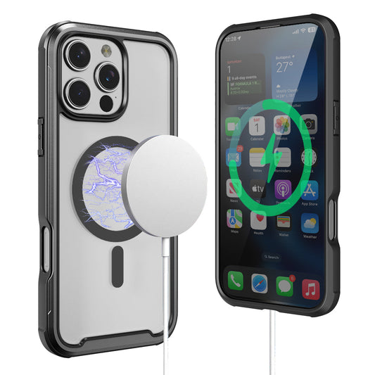 PULSE Aluminium Robuste MagSafe Hülle für iPhone 16-Mattschwarz