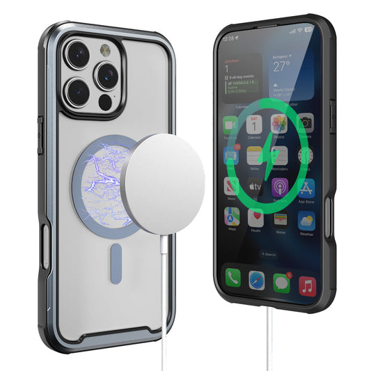 PULSE Robustes Aluminium Magsafe Case für iPhone 16 Plus – Mattgraublau