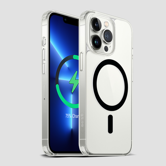 Gripp Clear MagSafe Case für iPhone 14 PRO Max (6.7) mit schwarzem Ring - Transparent
