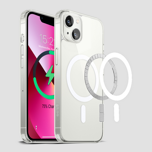 Gripp Clear MagSafe Case für Apple iPhone 14 Plus (6.7) mit weißem Ring - Transparent