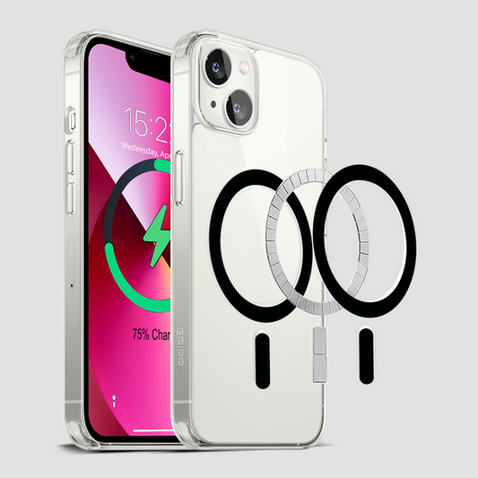 Gripp Clear MagSafe Case für Apple iPhone 14 Plus (6.7) mit schwarzem Ring - Transparent