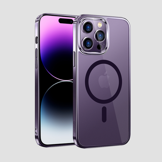 GRIPP Clear Magsafe Hülle für Apple iPhone 14 Pro (6.1) - Transparent mit violettem Ring - Klar