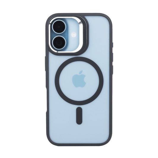 Tekne CLEAR Case mit Kameraständer für iPhone 16 | Schlank, transparent & kratzfest - Schwarz