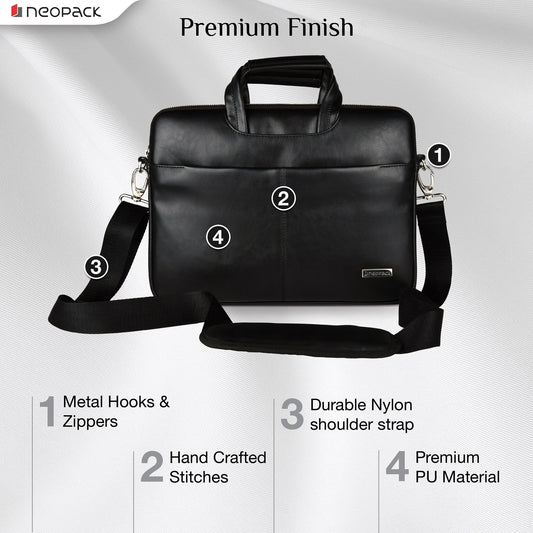 Neopack Ledertasche für Laptops bis 15 Zoll und 16 Zoll MacBook – Schwarz