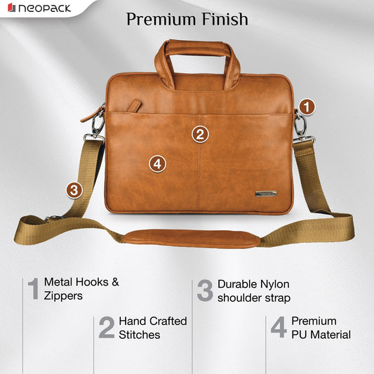 Neopack Lederhülle für alle 13,3-Zoll-Laptops und MacBooks - Hellbraun