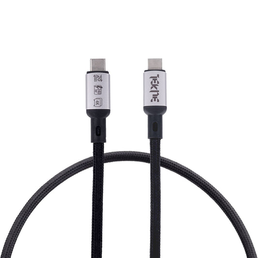 Tekne 240W USB4 Geflochtenes Kabel | Ultraschnelles Laden & 20 Gbit/s Datenübertragung | Robustes 2m Kabel - Schwarz