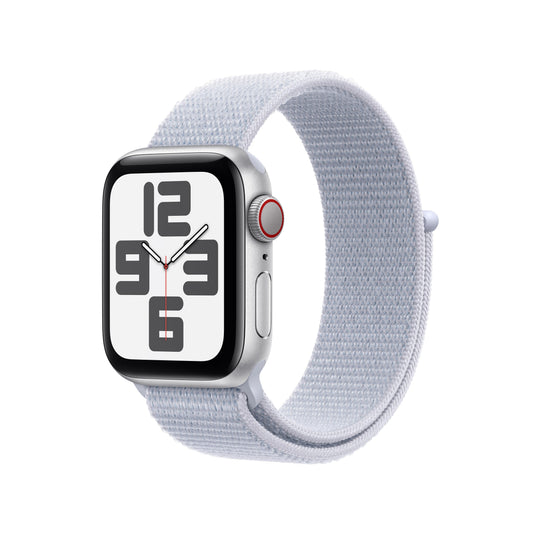 Apple Watch SE GPS + Cellular 40mm Aluminiumgehäuse Silber mit Sport Loop Wolkenblau