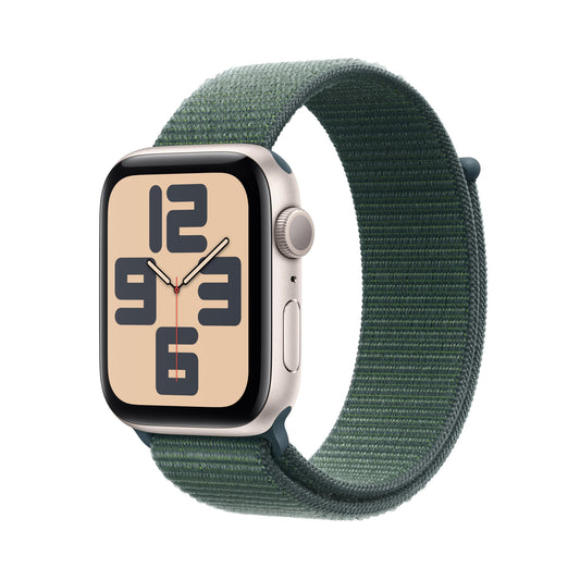 Apple Watch SE GPS 44mm Aluminiumgehäuse Polarstern mit Sport Loop See-Grün