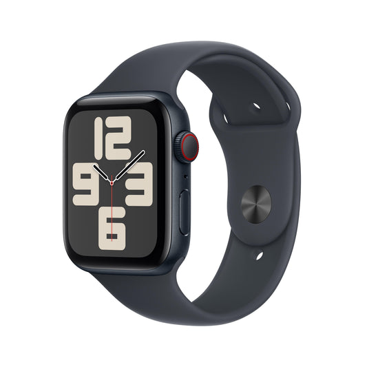 Apple Watch SE GPS + Cellular, 44 mm, Aluminiumgehäuse Mitternacht, Sportarmband Mitternacht – M/L