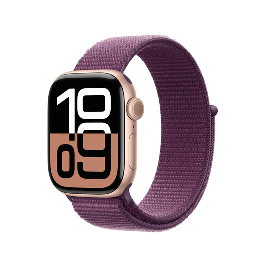 Apple Watch Series 10 GPS 42mm Aluminiumgehäuse Roségold mit Sport Loop Pflaume