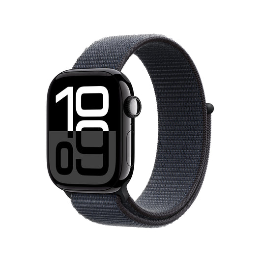 Apple Watch Series 10 GPS + Cellular 42 mm Jet Black Aluminiumgehäuse mit Ink Sport Loop