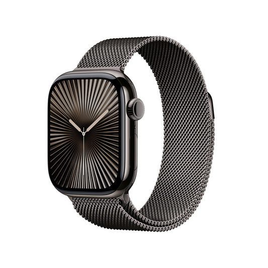 Apple Watch Series 10 GPS + Cellular 42mm Titangehäuse in Schiefergrau mit Milanaise-Armband in Schiefergrau
