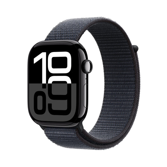 Apple Watch Series 10 GPS 46mm Aluminiumgehäuse in Mitternacht mit Sport Loop in Tintenblau