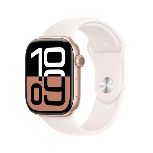 Apple Watch Series 10 GPS, 46 mm, Aluminiumgehäuse Roségold mit Sportarmband Hellrosa - M/L