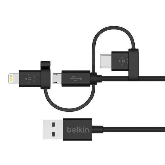 Belkin USB-A auf micro USB/LTG/USB-C, 4 m, Lade-/Synchronisationskabel – Schwarz