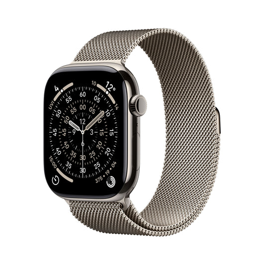 Apple Watch Series 11 GPS + Cellular 46 mm Gehäuse aus natürlichem Titan mit Natur Milanese Loop - S/M