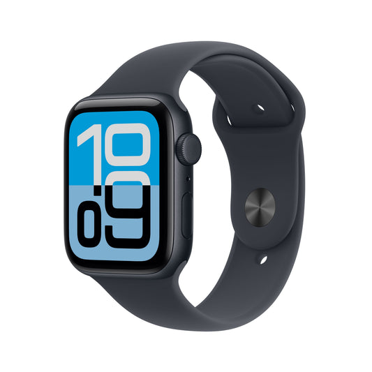 Apple Watch SE 3 GPS + Cellular 44mm Mitternachtsblaues Aluminiumgehäuse mit Mitternachtsblauem Sportarmband - S/M