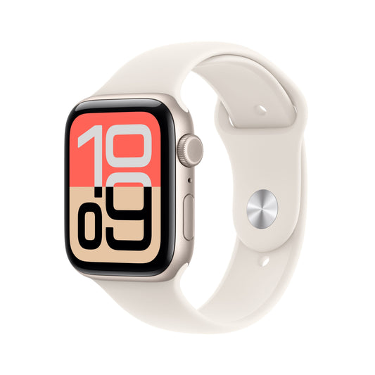 Apple Watch SE 3 GPS + Cellular 44mm Starlight Aluminiumgehäuse mit Sportarmband Starlight - S/M