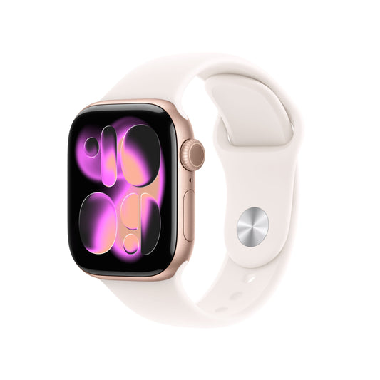 Apple Watch Series 11 GPS 42mm Aluminiumgehäuse Roségold mit Sportarmband Hellrosa - M/L