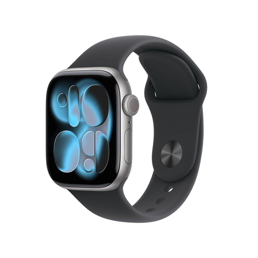 Apple Watch Series 11 GPS 42mm Aluminiumgehäuse Space Grey mit Sportarmband Schwarz - S/M