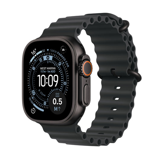 Apple Watch Ultra 3 GPS + Cellular 49mm Titangehäuse in Schwarz mit Ocean Armband in Schwarz