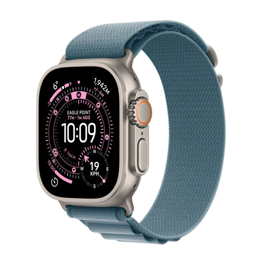 Apple Watch Ultra 3 GPS + Cellular 49mm Titangehäuse Natur mit Alpinarmband Lichtblau - Groß