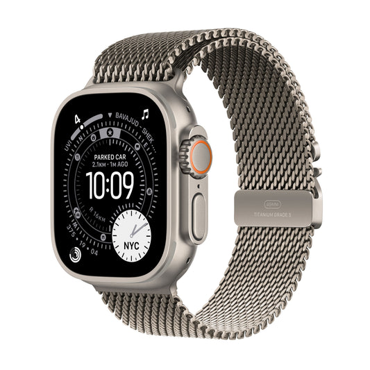 Apple Watch Ultra 3 GPS + Cellular 49mm Titangehäuse Natur mit Milanaise-Armband Titan Natur - Mittel