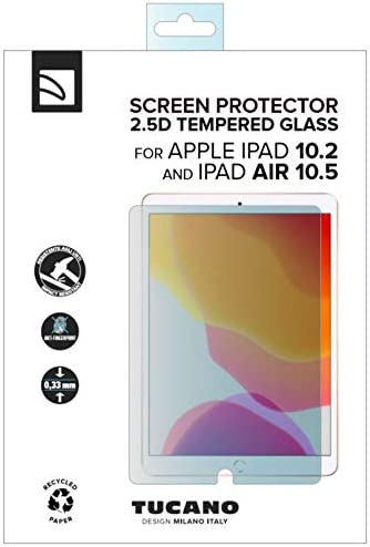 Tucano Displayschutzfolie aus gehärtetem Glas für iPad 10.2, iPad Air 10.5 – Kristallklar
