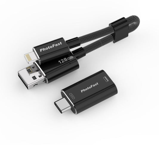PhotoFast MemoriesCable GEN3 USB3.0 - iOS Speicherstick & Lightning Kabel 128 GB - Schwarz