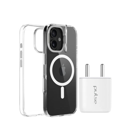 Pulse PD20W Wandladegerät & Crystal Case Bundle für iPhone 16