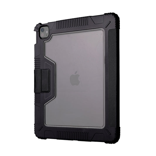 Tekne Shockproof Vegane Lederhülle für iPad Pro 13 M4 | Standfunktion | Fallschutz - Schwarz