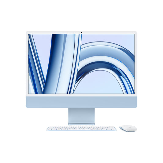 24″ iMac mit Retina 4.5K Display: Apple M3 Chip mit 8‑Core CPU und 10‑Core GPU, 256 GB SSD – Blau