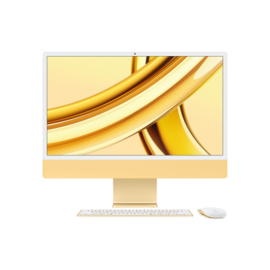 24″ iMac mit Retina 4.5K Display: Apple M3 Chip mit 8‑Core CPU und 10‑Core GPU, 512 GB SSD – Gelb