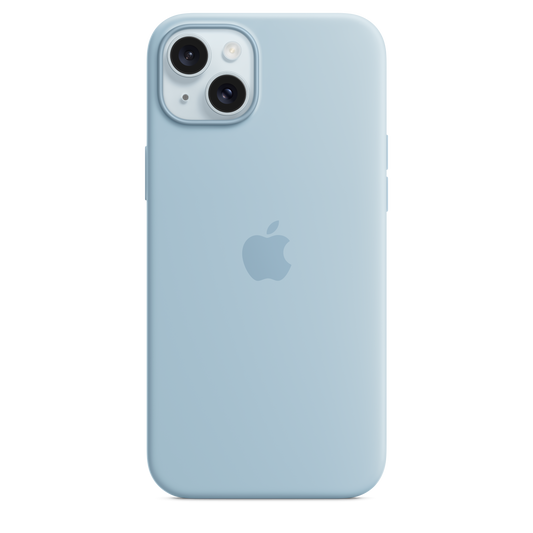 iPhone 15 Plus Silikon Case mit MagSafe – Hellblau