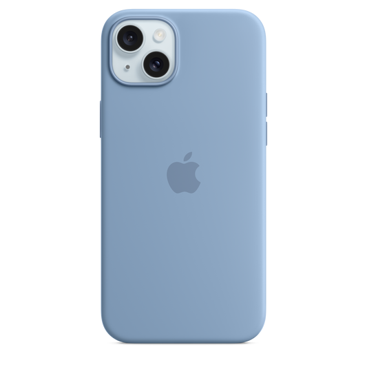 iPhone 15 Plus Silikon Case mit MagSafe – Winterblau