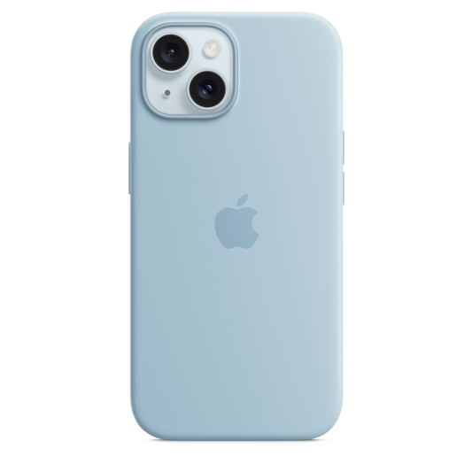 iPhone 15 Silikon Case mit MagSafe – Hellblau