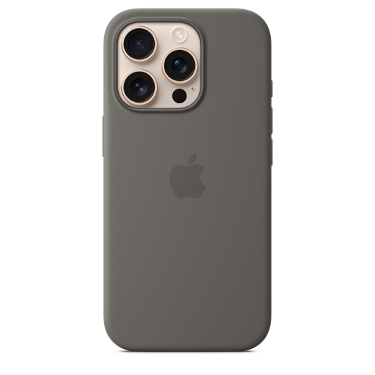 iPhone 16 Pro Silikon Case mit MagSafe – Steingrau